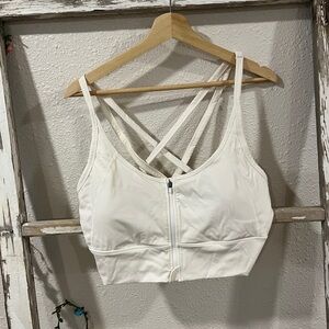 Balance Athletica Cream Zip Sports Bra